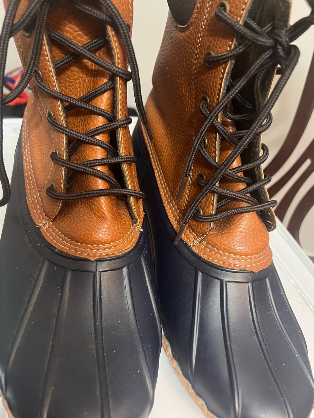 Men's Brown Leather & Weatherproof Vintage Rain Duck Boots size 10M